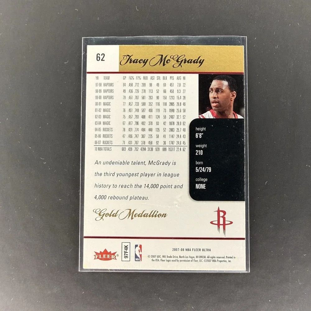 Tracy McGrady 2007 Fleer Ultra Gold Medallion #62 Rockets‎ Insert